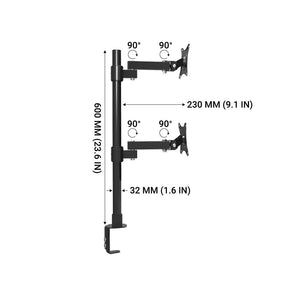 Retractable Dual TV Table Clamping Mount for 13" to 27" TVs