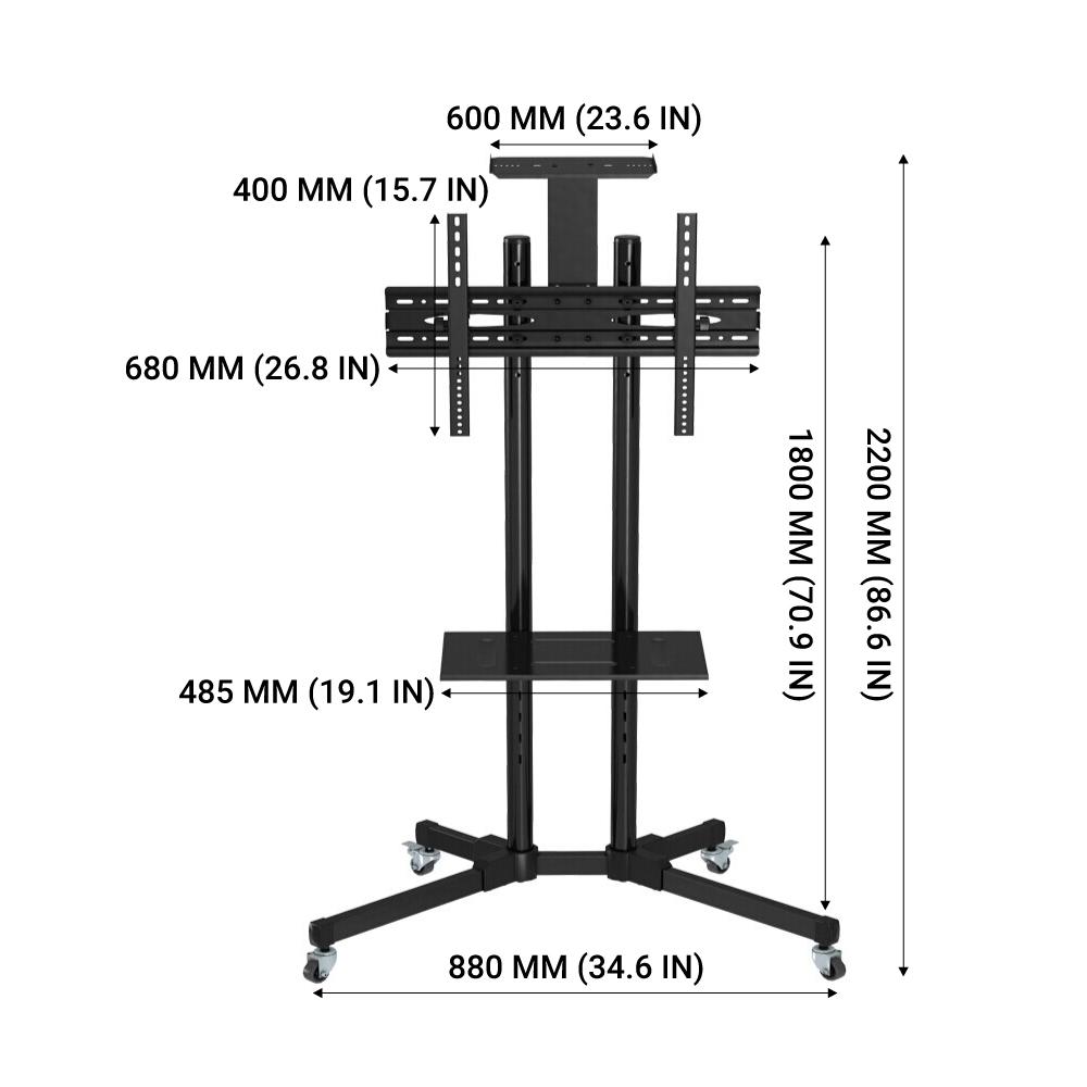 Adjustable Mobile TV Stand for 32" to 60" TVs with DVD Holder