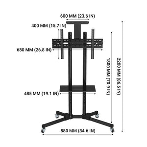 Adjustable Mobile TV Stand for 32" to 60" TVs with DVD Holder